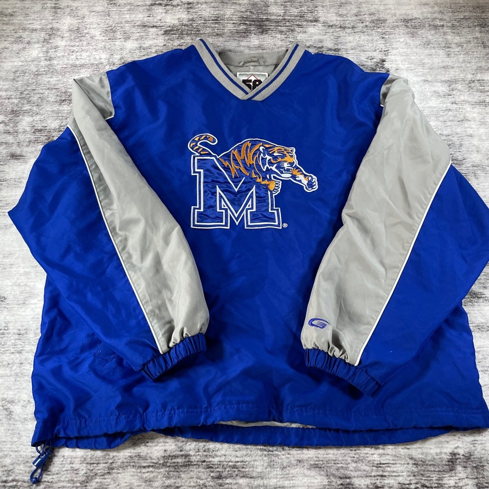 58 Sports Memphis Tigers Windbreaker Pullover Jacket Blue Grey XL